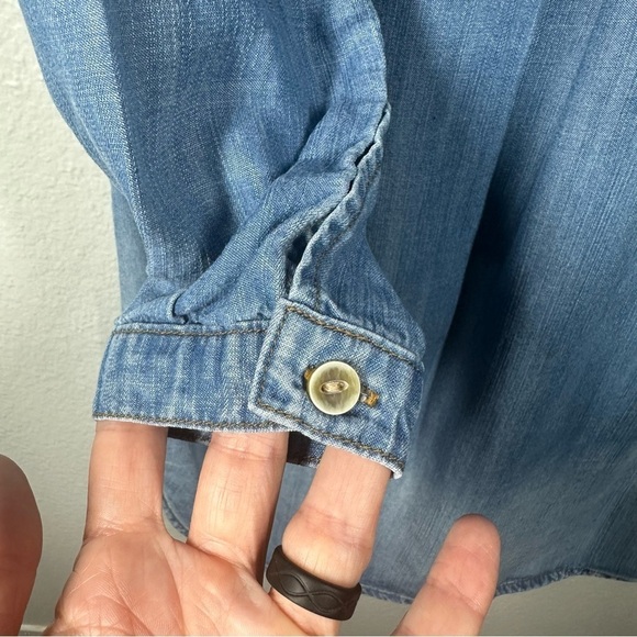 Cloth & Stone‎ Shirt Dress Women's XS Chambray Denim Blue Button Long Sleeve - Picture 7 of 7